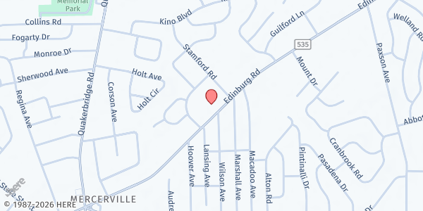Map showing Alliance Restoration Center of Hamilton with Mercer Street Friends at 380 Edinburg Rd, Hamilton Township, NJ