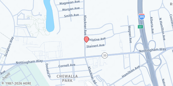 Map showing Klockner Elementary School at 830 Klockner Rd, Hamilton Township, NJ