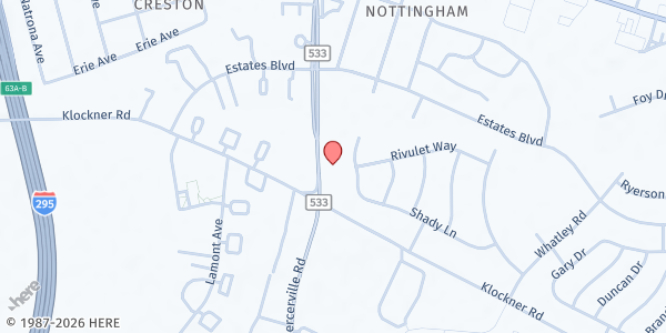 Map showing Abundant Grace Ministries at 2071 Whitehorse-Mercerville Rd, Hamilton, NJ