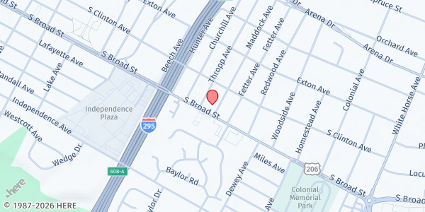 Map showing True Love Center Food Pantry at 2630 South Broad Street, Hamilton, NJ