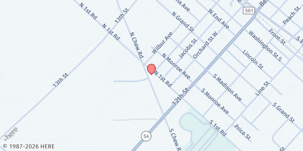 Map showing Deeper Life Deliverance at 199 N Chew Rd, Hammonton, NJ