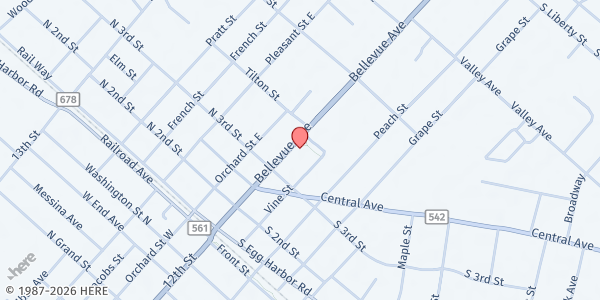 Map showing Presbyterian Church at Hammonton at 326 Bellevue Avenue, Hammonton, NJ