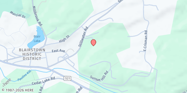 Map showing First United Methodist Church of Blairstown at 10 Stillwater Road, Hardwick Township, NJ