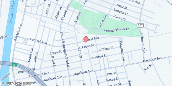 Map showing Harrison Spanish SDA Church at 527 Central Avenue, Harrison, NJ