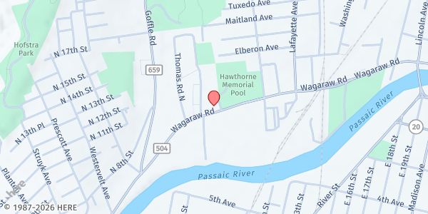 Map showing Ahmadiyya Movement in Islam (AMI) at 131 Wagaraw Rd, Hawthorne, NJ