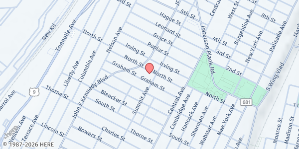 Map showing St. John's Lutheran Church Food Pantry at 155 North Street, The Heights, NJ