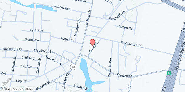 Map showing RISE Food Distribution Center at 133 Broad Street, Hightstown, NJ