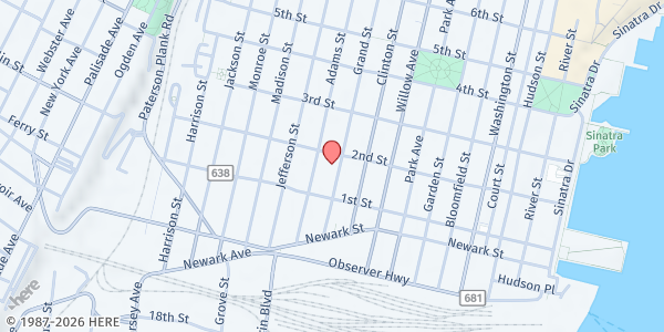 Map showing Fresh by Ujamaa - MultiService Center Hoboken at 124 Grand St, Hoboken, NJ