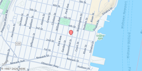 Map showing Hoboken Shelter at 300 Bloomfield Street, Hoboken, NJ