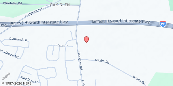 Map showing Christ Church Pantry at 71 Oak Glen Road, Howell Township, NJ