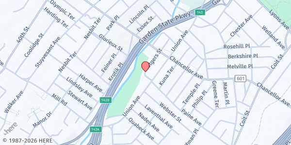 Map showing Chancellor Playground at Rutgers Street, Irvington, NJ