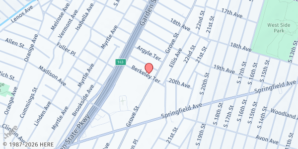 Map showing First Presbyterian Church of Irvington at 777 Grove Street, Irvington, NJ