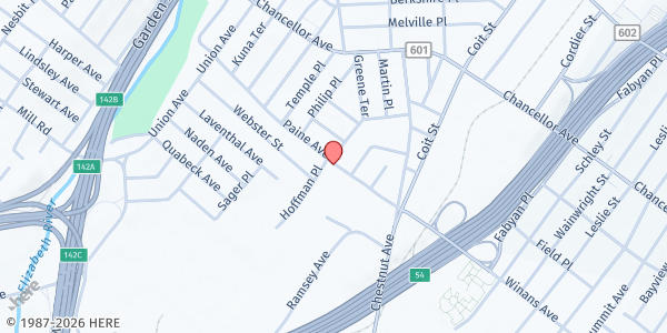 Map showing Greater New Point Missionary Baptist Church at 60 Paine Ave, Irvington, NJ