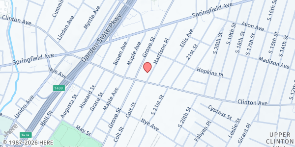 Map showing Transcend Outreach - Irvington at 971 Clinton Avenue, Irvington, NJ