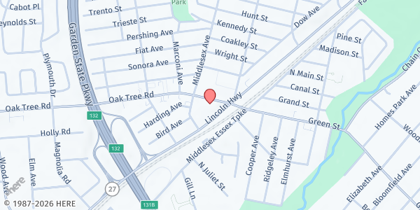 Map showing First Presbyterian Church of Iselin at 1295 Oak Tree Road, Iselin, NJ