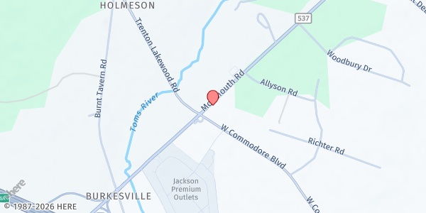 Map showing DeBows United Methodist at 509 Monmouth Road, Jackson Township, NJ