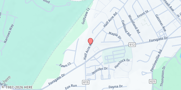 Map showing Food for the Soul Food Pantry - Calvary Chapel Crossfields at 15 Half Acre, Jamesburg, NJ