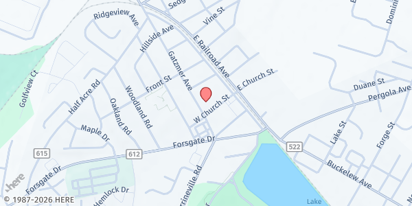 Map showing Presbyterian Church of Jamesburg - Deacon's Food Cupboard at 175 Gatzmer Avenue, Jamesburg, NJ