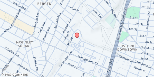 Map showing Hudson County Department of Family Services - Downtown Jersey City at 257 Cornelison Avenue, Jersey City, NJ