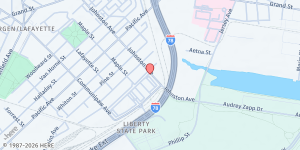 Map showing JCFPL Communipaw Branch at 295 Johnston Avenue, Jersey City, NJ