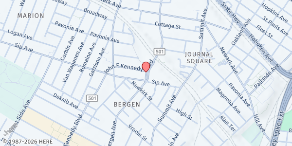 Map showing Jersey City Episcopal CDC at 68 Storm Avenue, Jersey City, NJ