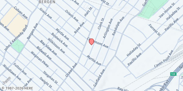 Map showing Our Lady of Sorrows/Mary House at 95 Clerk St, Jersey City, NJ