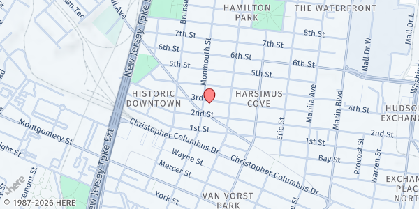Map showing Riverside Assembly Of God at 317 3rd St, Jersey City, NJ