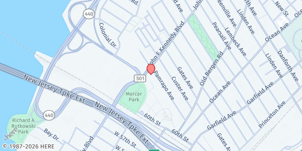 Map showing The Cityline Church Food Pantry at 1510 Kennedy Boulevard, Jersey City, NJ