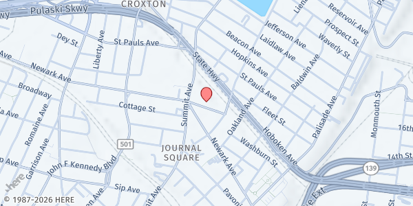 Map showing The Sharing Place at 440-448 Hoboken Ave, Jersey City, NJ