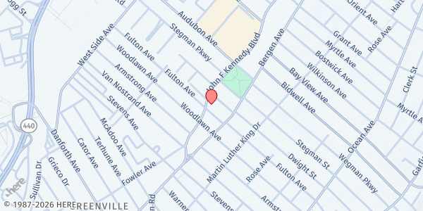 Map showing Trinity Faith Church at 1944 Kennedy Boulevard, Jersey City, NJ