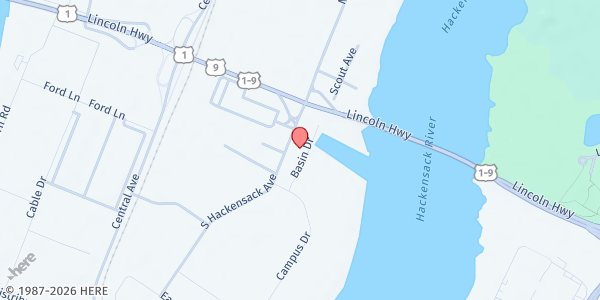 Map showing NJ Reentry Corp Training Center - Kearny at 9 Basin Drive, Kearny, NJ