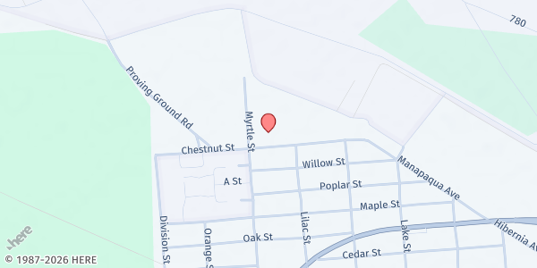 Map showing St. John's Food Pantry at 619 Chestnut Street, Lakehurst, NJ