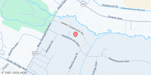 Map showing Camp Avira Distribution Site at 1815 Swarthmore Avenue, Lakewood, NJ