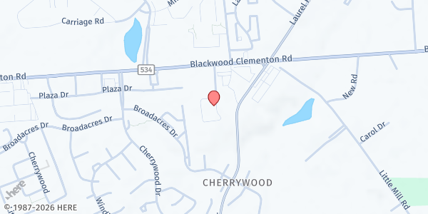Map showing Cedar Lane Missionary Homes at 103 Cedar Lane, Laurel Springs, NJ