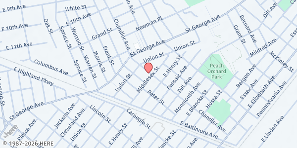 Map showing Morning Star Comm. Deve. Corp. at 1009 Chandler Ave, Linden, NJ