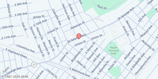 Map showing Sisters & Brothers Outreach at 1318 East St. Georges Ave, Linden, NJ