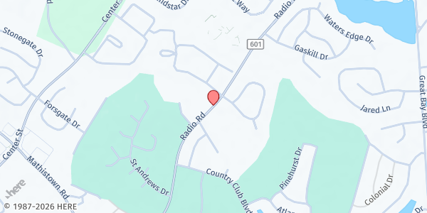 Map showing Saint Teresa's Food Pantry at 450 Radio Road, Little Egg Harbor Township, NJ