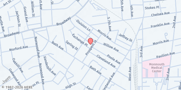 Map showing Christ the King Pantry - Holy Trinity Church Parking Lot at 408 Prospect Street, Long Branch, NJ