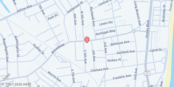 Map showing Monmouth Family Health Center - Fulfill Mobile Pantry at 270 Broadway, Long Branch, NJ