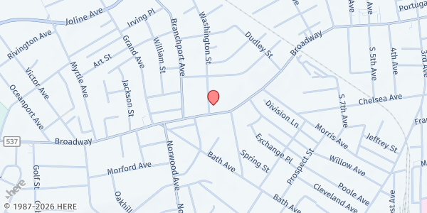 Map showing St. Luke's Church Pantry & Kitchen at 535 Broadway, Long Branch, NJ