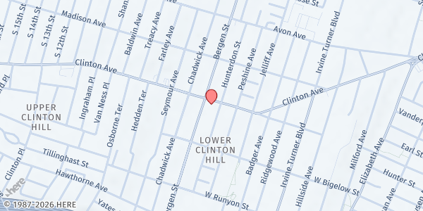 Map showing Newark Police Headquarters at 480 Clinton Avenue, Lower Clinton Hill, NJ