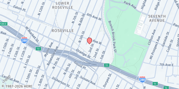 Map showing Dr. E. Alma Flagg School Central Ward at 150 3rd Street, Lower Roseville, NJ