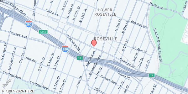 Map showing First Hopewell Baptist Church at 500 Orange Street, Lower Roseville, NJ