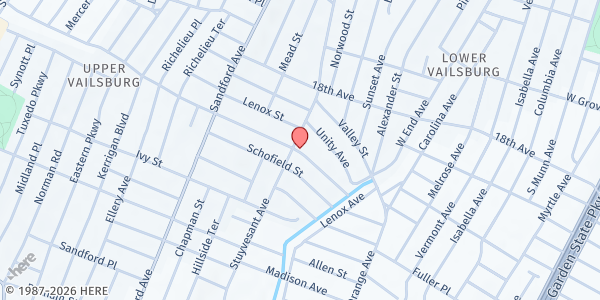 Map showing Faith Temple Church of God of Prophecy at 252 Stuyvesant Avenue, Lower Vailsburg, NJ