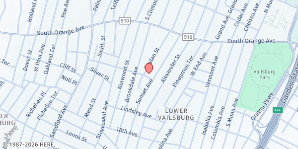 Map showing Love of Jesus Family Church of Newark at 88 Boylan Street, Lower Vailsburg, NJ