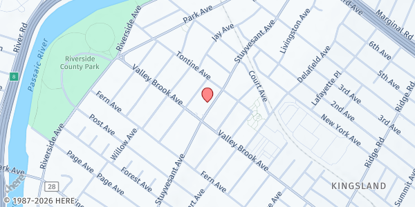 Map showing Carucci Apartments Senior Activity Center at 281 Stuyvesant Avenue, Lyndhurst, NJ