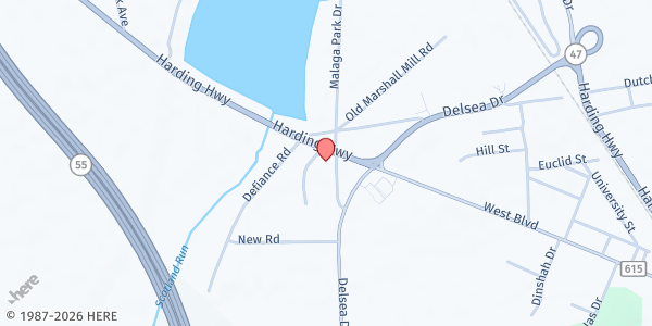 Map showing Malaga United Methodist Church Food Pantry at 91 Old Delsea Dr, Malaga, NJ
