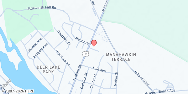 Map showing Lutheran Church of the Holy Spirit at 333 North Main Street, Manahawkin, NJ