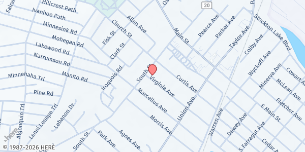 Map showing Manasquan Food Pantry at 16 Virginia Avenue, Manasquan, NJ