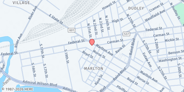 Map showing Dudley School at 2250 Berwick Street, Marlton, NJ
